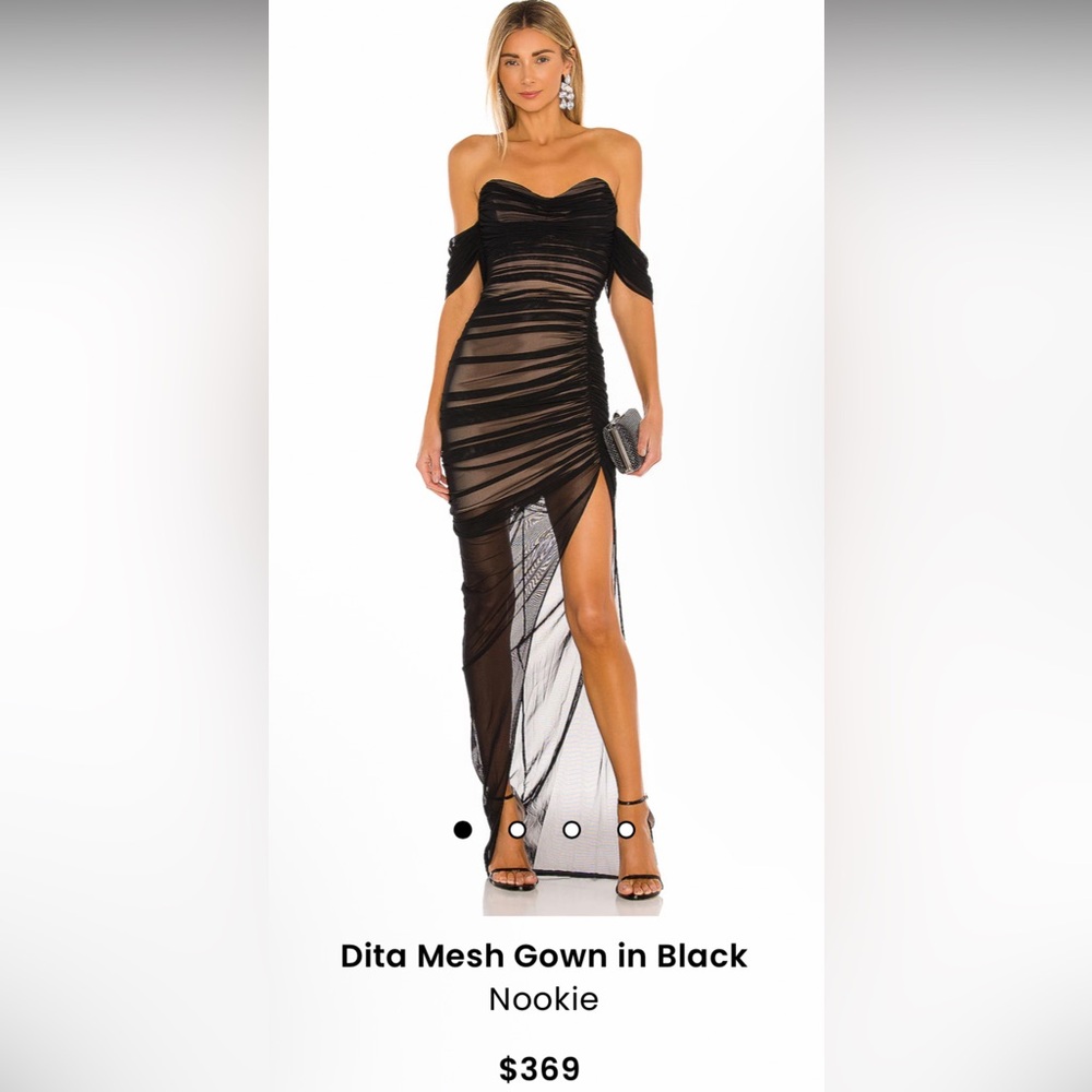 Nookie Dita Mesh Asymmetrical Gown in Black